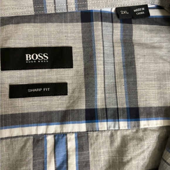 Hugo Boss Sharp Fit Plaid Cotton Short Sleeve Shirt size 2XL - Picture 5 of 7
